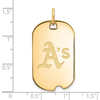 Sterling Silver Gold Plated Major League Baseball LogoArt Oakland Athletics Small Dog Tag — alternate view