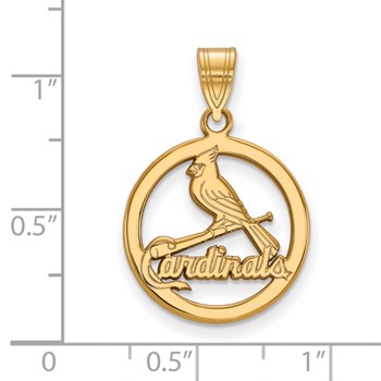 Sterling Silver Gold Plated Major League Baseball LogoArt St. Louis Cardinals Circle Medium Pendant — alternate view
