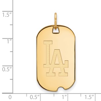 Sterling Silver Gold Plated Major League Baseball LogoArt Los Angeles Dodgers Dog Tag — alternate view