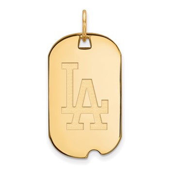 Sterling Silver Gold Plated Major League Baseball LogoArt Los Angeles Dodgers Dog Tag