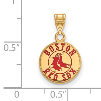 Sterling Silver Gold Plated Major League Baseball LogoArt Boston Red Sox Enamel Pendant — alternate view