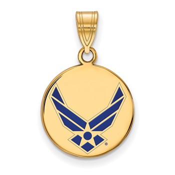 Sterling Silver Gold-plated LogoArt U.S. Air Force Medium Enameled Disc Pendant
