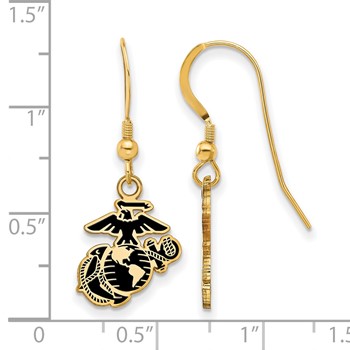 Gold Plated SS U.S. Marine Corps Epoxied Dangle Earrings — alternate view