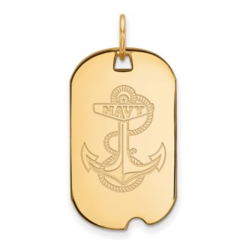 14k Gold LogoArt US Naval Academy Anchor Small Dog Tag Pendant