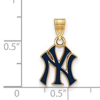 Sterling Silver Gold Plated Major League Baseball LogoArt New York Yankees N-Y Enamel Pendant — alternate view