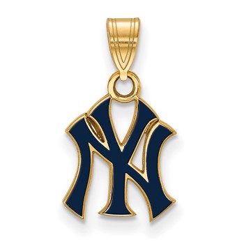Sterling Silver Gold Plated Major League Baseball LogoArt New York Yankees N-Y Enamel Pendant