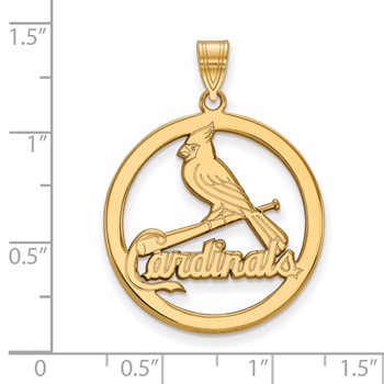 Sterling Silver Gold Plated Major League Baseball LogoArt St. Louis Cardinals Circle Pendant — alternate view