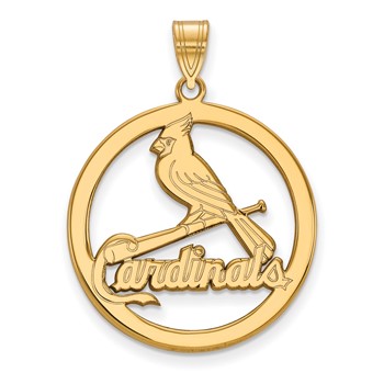 Sterling Silver Gold Plated Major League Baseball LogoArt St. Louis Cardinals Circle Pendant