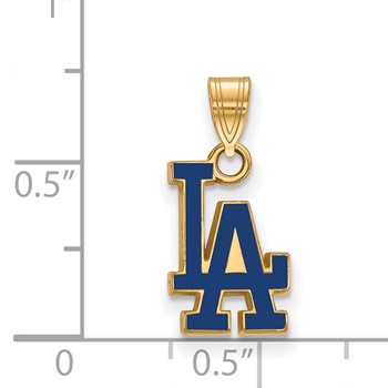 Sterling Silver Gold Plated Major League Baseball LogoArt Los Angeles Dodgers Enamel Pendant — alternate view