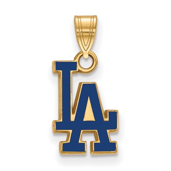 Sterling Silver Gold Plated Major League Baseball LogoArt Los Angeles Dodgers Enamel Pendant