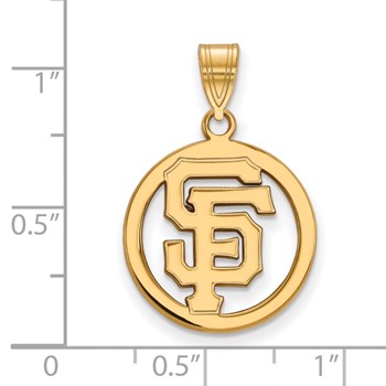 Sterling Silver Gold Plated Major League Baseball LogoArt San Francisco Giants Medium Pendant — alternate view