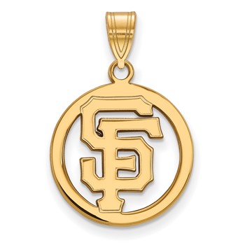 Sterling Silver Gold Plated Major League Baseball LogoArt San Francisco Giants Medium Pendant