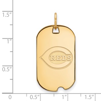 Sterling Silver Gold Plated Major League Baseball LogoArt Cincinnati Reds Small Dog Tag — alternate view