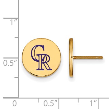 Sterling Silver Gold Plated Major League Baseball LogoArt Colorado Rockies Enamel Earrings — alternate view