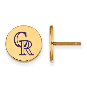 Sterling Silver Gold Plated Major League Baseball LogoArt Colorado Rockies Enamel Earrings