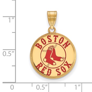 Sterling Silver Gold Plated Major League Baseball LogoArt Boston Red Sox Enamel Pendant — alternate view