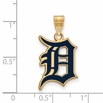Sterling Silver Gold Plated Major League Baseball LogoArt Detroit Tigers Enamel Pendant — alternate view