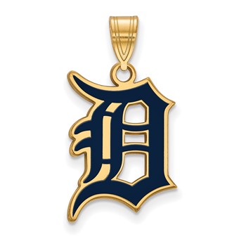 Sterling Silver Gold Plated Major League Baseball LogoArt Detroit Tigers Enamel Pendant