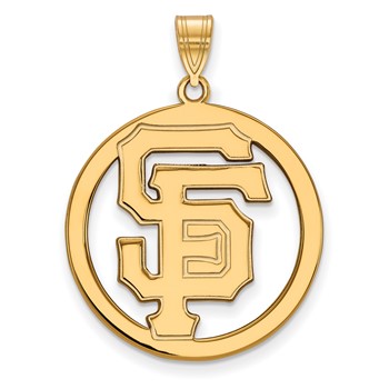 Sterling Silver Gold Plated Major League Baseball LogoArt San Francisco Giants Extra Large Pendant