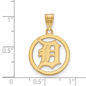Sterling Silver Gold Plated Major League Baseball LogoArt Detroit Tigers D in Circle Pendant — alternate view