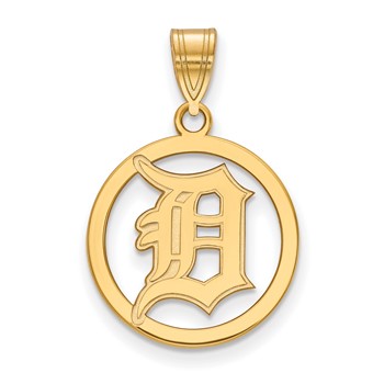 Sterling Silver Gold Plated Major League Baseball LogoArt Detroit Tigers D in Circle Pendant