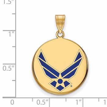 Sterling Silver Gold-plated LogoArt U.S. Air Force Large Enameled Disc Pendant — alternate view