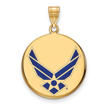 Sterling Silver Gold-plated LogoArt U.S. Air Force Large Enameled Disc Pendant