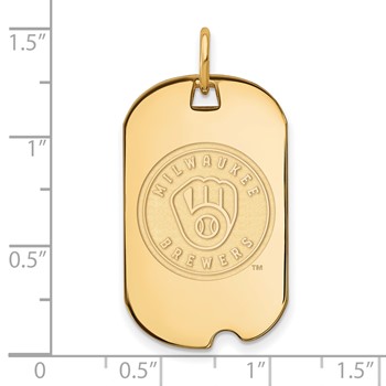 Sterling Silver Gold Plated Major League Baseball LogoArt Milwaukee Brewers Dog Tag Pendant — alternate view