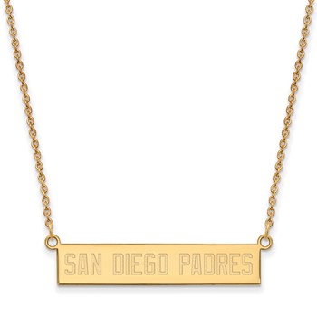 Sterling Silver Gold Plated Major League Baseball LogoArt San Diego Padres Bar Necklace