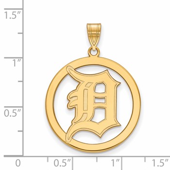 Sterling Silver Gold Plated Major League Baseball LogoArt Detroit Tigers D in Circle Pendant — alternate view