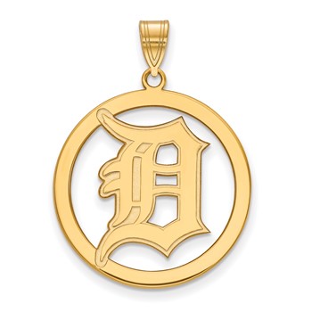 Sterling Silver Gold Plated Major League Baseball LogoArt Detroit Tigers D in Circle Pendant