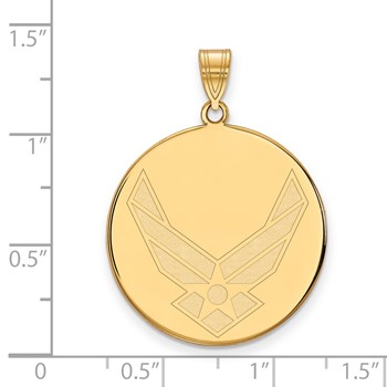 Sterling Silver Gold-plated LogoArt U.S. Air Force Extra Large Disc Pendant — alternate view