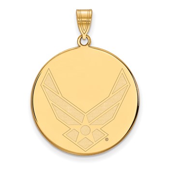 Sterling Silver Gold-plated LogoArt U.S. Air Force Extra Large Disc Pendant