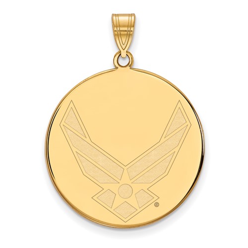 Sterling Silver Gold-pltd LogoArt U.S. Air Force XL Disc Pendant