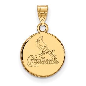10k Gold Major League Baseball LogoArt St. Louis Cardinals Small Disc Pendant