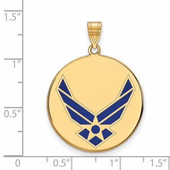 Sterling Silver Gold-plated LogoArt U.S. Air Force Extra Large Enameled Disc Pendant — alternate view