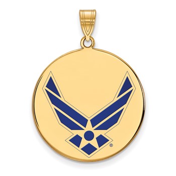 Sterling Silver Gold-plated LogoArt U.S. Air Force Extra Large Enameled Disc Pendant