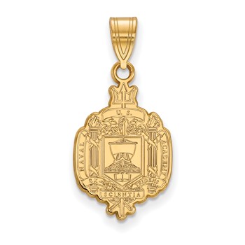 Sterling Silver Gold-plated LogoArt US Naval Academy Large Crest Pendant