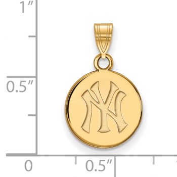 14k Gold Major League Baseball LogoArt New York Yankees N-Y Small Disc Pendant — alternate view