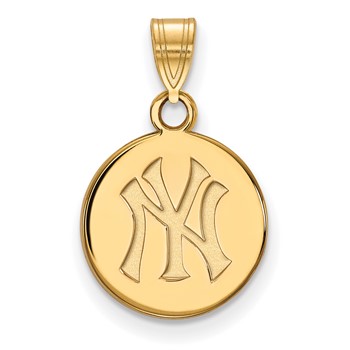 14k Gold Major League Baseball LogoArt New York Yankees N-Y Small Disc Pendant