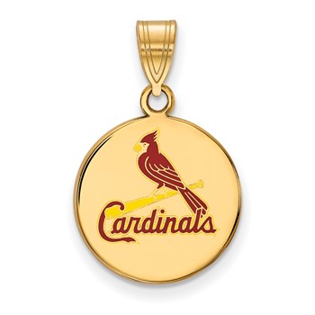 Sterling Silver Gold Plated Major League Baseball LogoArt St. Louis Cardinals Enamel Pendant