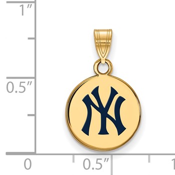Sterling Silver Gold Plated Major League Baseball LogoArt New York Yankees Enamel Disc Pendant — alternate view