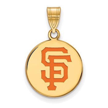 Sterling Silver Gold Plated Major League Baseball LogoArt San Francisco Giants Enamel Pendant