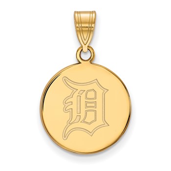 Sterling Silver Gold Plated Major League Baseball LogoArt Detroit Tigers Medium Pendant