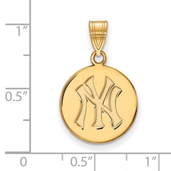 14k Gold Major League Baseball LogoArt New York Yankees N-Y Medium Disc Pendant — alternate view