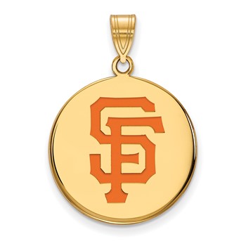 Sterling Silver Gold Plated Major League Baseball LogoArt San Francisco Giants Enamel Pendant