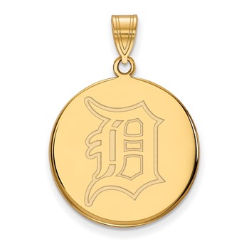 10k Gold Major League Baseball LogoArt Detroit Tigers Large Disc Pendant