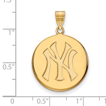 14k Gold Major League Baseball LogoArt New York Yankees N-Y Large Disc Pendant — alternate view
