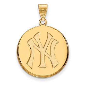 14k Gold Major League Baseball LogoArt New York Yankees N-Y Large Disc Pendant