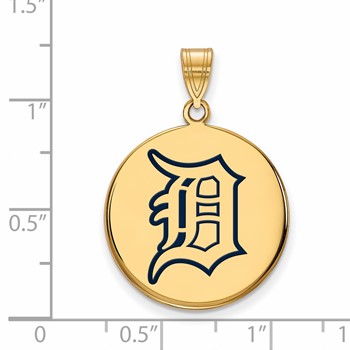 Sterling Silver Gold Plated Major League Baseball LogoArt Detroit Tigers Enameled Pendant — alternate view
